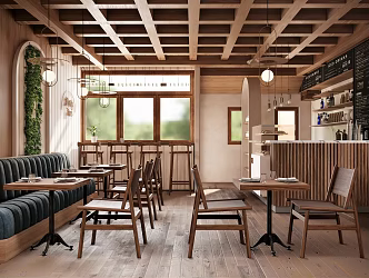 Nordic Cafe Restaurant Card Sitting Sofa Dining Chair Dining Table Leisure Chair Wine Glass Cake Cabinet Chandelier Tableware Coffee Bean 3d model