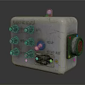 Industrial Metal Switch Panel With Multiple Knobs And Indicator Lights 3d model