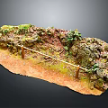 Realistic Miniature Scenic Model With Rocky Terrain Green Vegetation And Wooden Rail