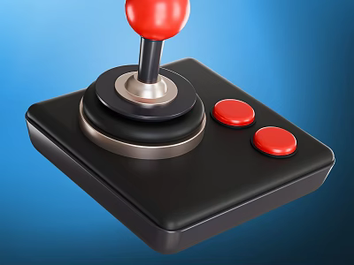 Console Game Store With Classic Joystick Controller Red Buttons And Black Base 3d model