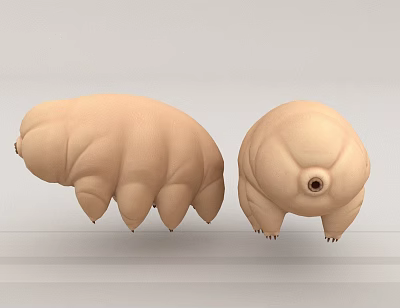 Light Brown Tardigrade 3D Models With Rounded Bodies And Short Legs On Gray Background 3d model