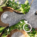 Outdoor Landscape Seating Design Surrounded By Lush Green Plants And Natural Environment