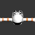 Man in White Astronaut Suit with Orange Stripes Helmet Backpack Outstretched Arms on Black Background