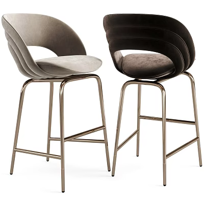 Modern Style Bar Stools With Gray Dark Gray Upholstery And Metal Frames 3d model