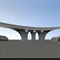 Modern Entrance Gate Architectural Design With Curved Roof And Glass Elements