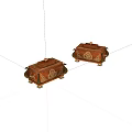 Two Exquisite Wooden Boxes With Intricate Carved Patterns And Golden Accents