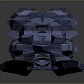 Futuristic Blue 3D Geometric Spaceship Model With Sharp Edges And Reflective Surface