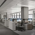 Bright Modern Public Office Space With Low Partitions Ergonomic Chairs Desks And Computers