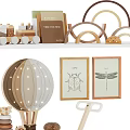 Wooden Building Blocks for Kids with Train Hot Air Balloon Cart and Stacking Rings