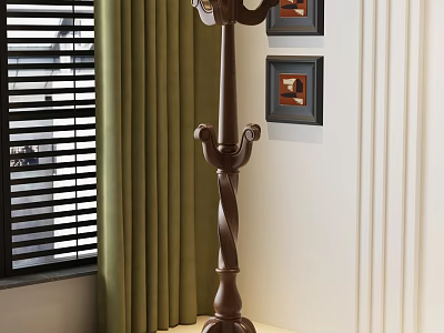 Classic Wooden Coat Hanger Stand With Curved Hooks For Home Hallway Interior 3d model