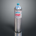 Evian Natural Mineral Water Plastic Bottle With Blue Cap And Mountain Label Design