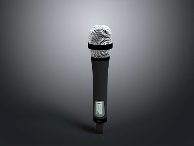 Professional Wireless Microphone With Black Body Silver Mesh Grille And Digital 3d model