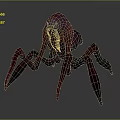 Game Movie Character Spider Monster With Red Purple Blue Gradient Long Legs And Sharp Teeth