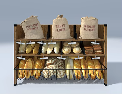 Bread Rack Supermarket Shelf Display Rack 3d model