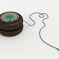 Vintage Wooden Yo Yo Toy With Colorful Concentric Circles And String