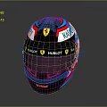 Ferrari Racing Helmet With Hublot Logo Kubica Name Colorful Design Black Red Blue Accents