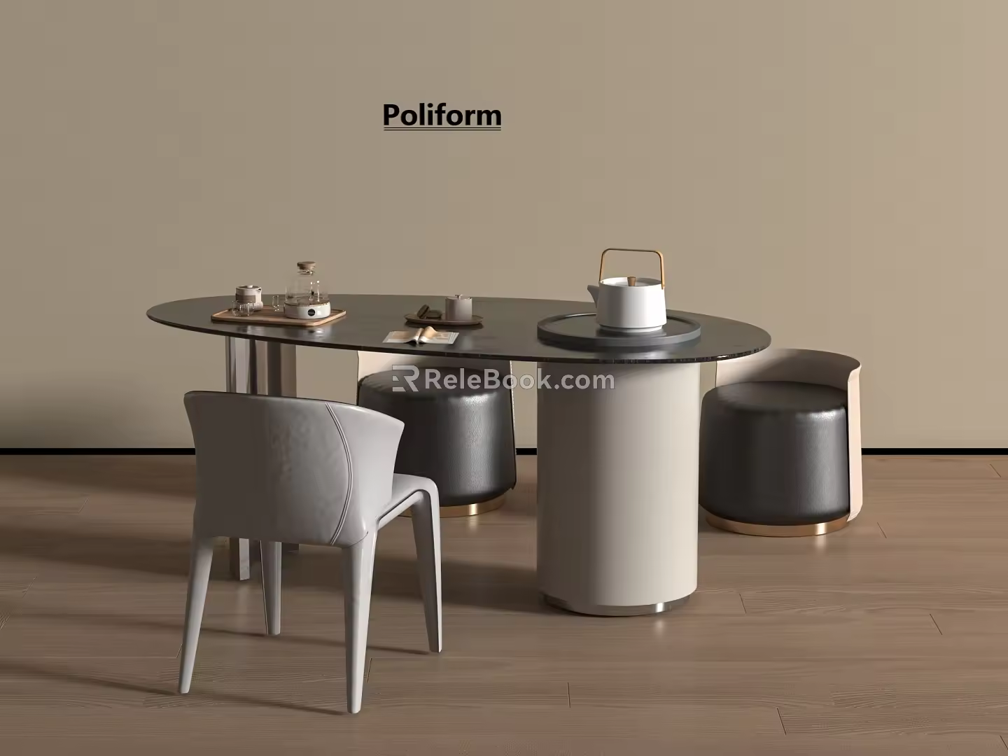 Modern Italian Dining Table and Chair Four-person Dining Table and Chair Oval Dining Table and Chair Rectangular 3d model