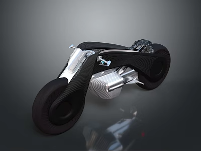 Sleek Futuristic Motorcycle Featuring Carbon Fiber Body Silver Engine And Black Wheels 3d model