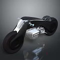Sleek Futuristic Motorcycle Featuring Carbon Fiber Body Silver Engine And Black Wheels