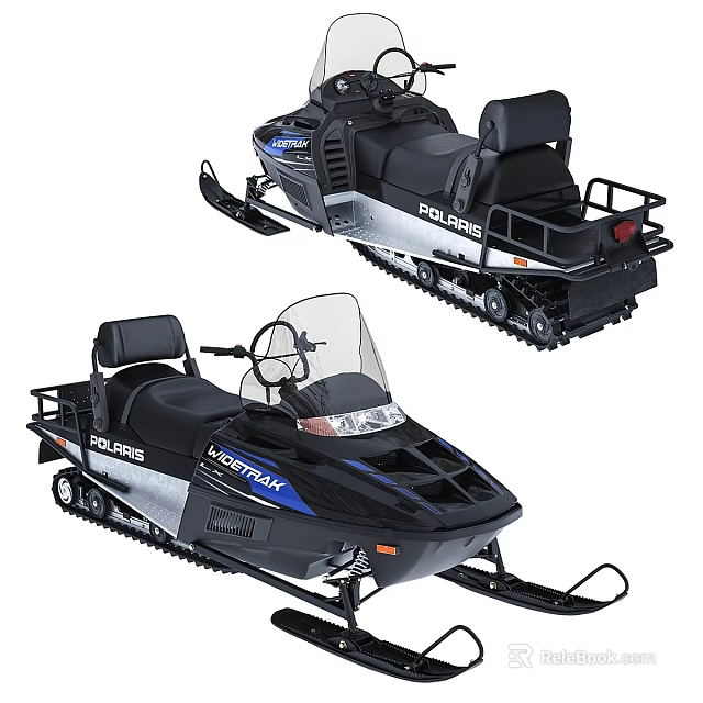 Polaris And NordicTrack Snowmobile Design With Seats Windshield And Tracks 3d model 