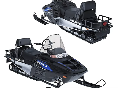 Polaris And NordicTrack Snowmobile Design With Seats Windshield And Tracks 3d model