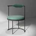 Modern Green Velvet Bar Stool With Black Metal Frame And Curved Backrest