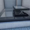 Detached Villa Exterior Featuring Gray Walls Glass Floor And Black Metal Frame