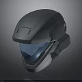 Futuristic Gray Helmet With Blue Visor And Tech Inspired Structure