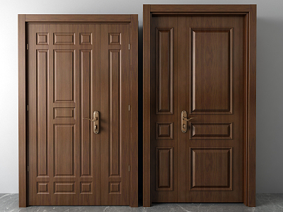 Modern Solid Wood Door 3d model