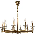 Elegant Modern Gold Metal Chandelier With Candle Style Bulbs And Glass Decorative Shades