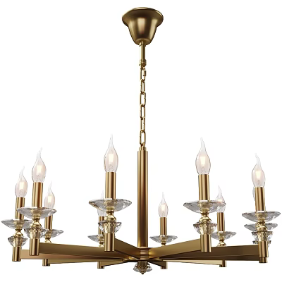 Elegant Modern Gold Metal Chandelier With Candle Style Bulbs And Glass Decorative Shades 3d model