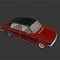 Red Vintage Sedan with Black Roof Shiny Exterior and Classic Retro Design