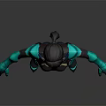 Futuristic Humanoid Character With Black Gold Teal Sci Fi Tech Outfit 3D Design