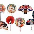 Traditional Style Decorative Fans As Hanging Ornaments With Diverse Designs