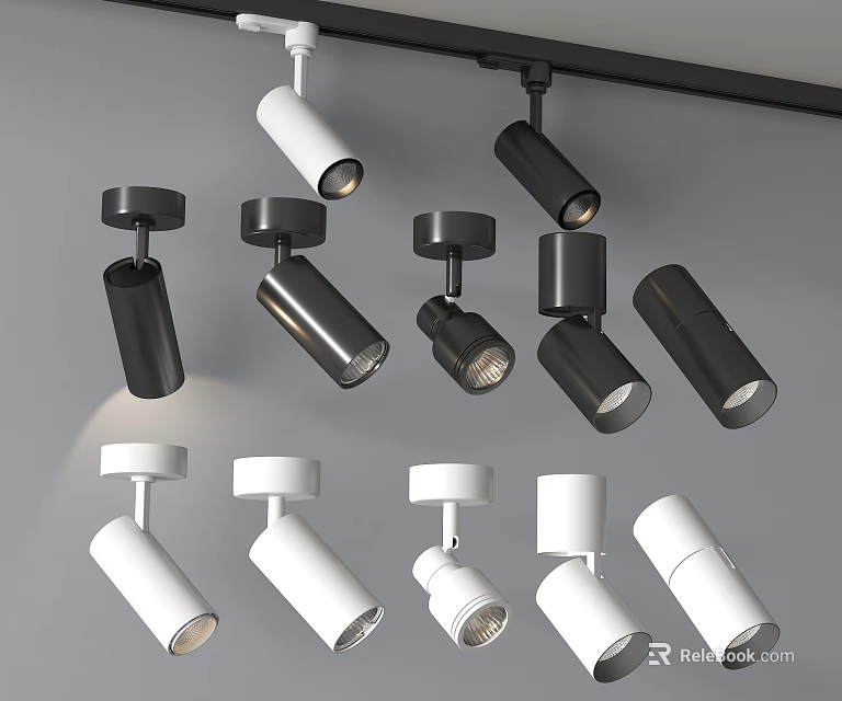 Downlights and Spotlights Modern Design Different Styles Black and White Home Indoor Lighting 3d model 