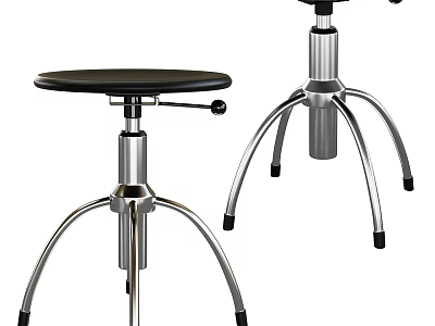Modern Adjustable Bar Stools With Black Seat And Silver Metal Frame Legs Design 3d model