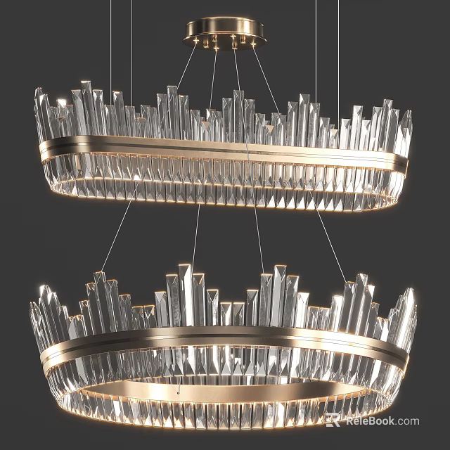 Modern Luxury Crystal Chandelier Featuring Double Tier Design And Metal Frame 3d model 