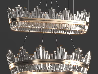 Modern Luxury Crystal Chandelier Featuring Double Tier Design And Metal Frame 3d model
