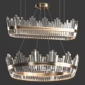 Modern Luxury Crystal Chandelier Featuring Double Tier Design And Metal Frame