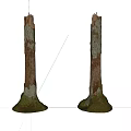Natural Stone Wood Tree Trunks With Mossy Base And Peeling Bark 3d model
