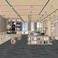 Modern Book Bar Library Reading Room Bookshelf Bookcase Bookshelf Display Cabinet 3d model