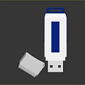 White And Blue USB Flash Drive With Removable Cap And Interface