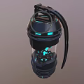 Futuristic Black Device With Transparent Body Blue LED Lights And Hanging Strap
