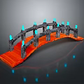 Architectural Stone Bridge Design With Orange Deck And Blue Glowing Elements