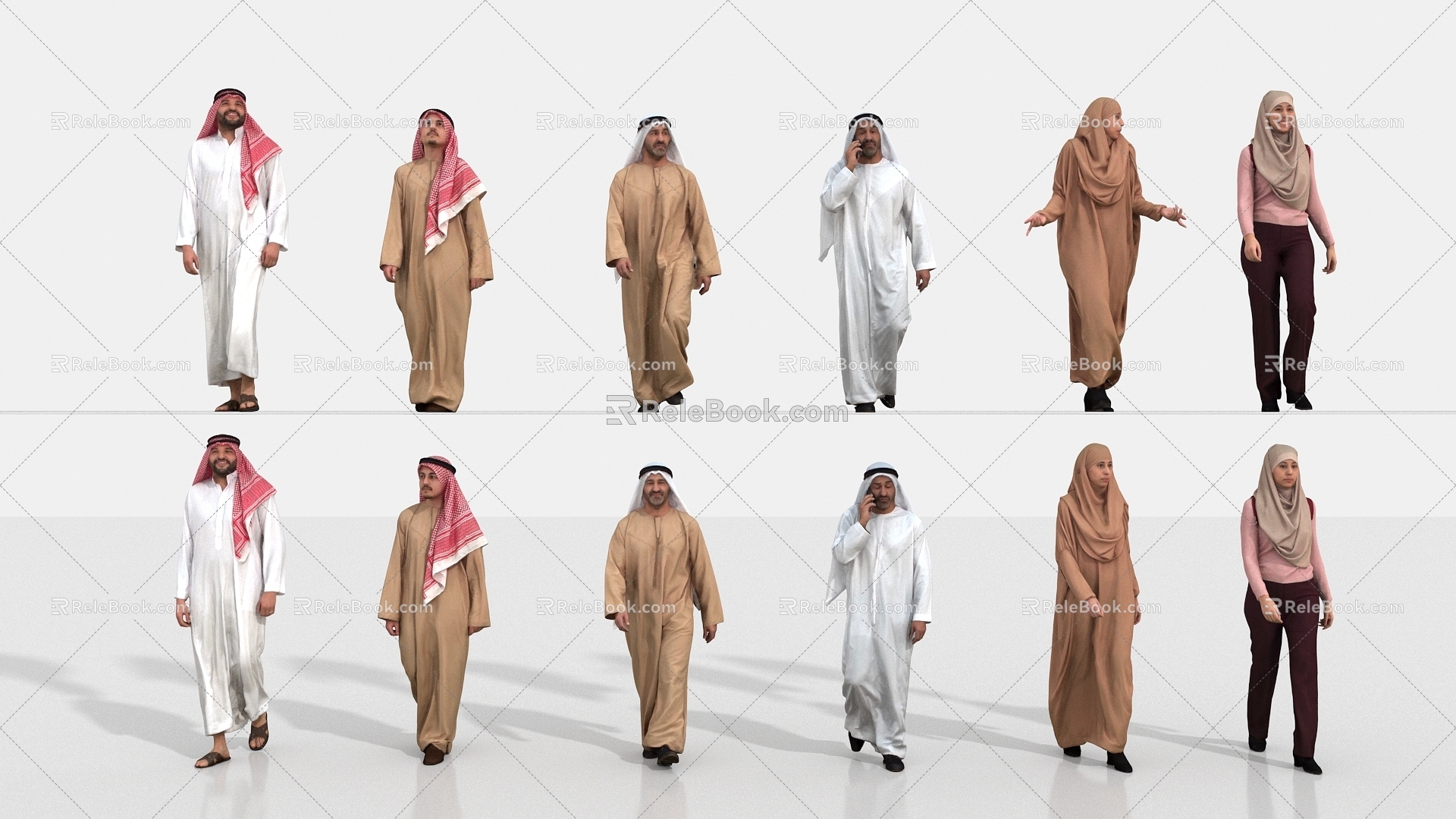 Arabs Middle Eastern Dubai Turban Robe Qatar 3d model