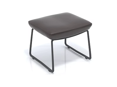 Modern Shoe Bench With Brown Padded Seat And Black Metal Frame 3d model