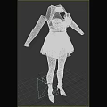 Elegant Gray White Cosplay Clothing With Metallic Details Short Skirt Stockings And High Heels