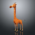Giraffe 3D Character Model With Long Neck Spotted Pattern Standing On Gray Background 3d model