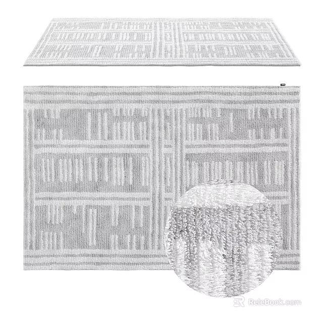 Elegant Square Rug With Modern Geometric Linear Pattern And Soft Neutral Gray Texture 3d model