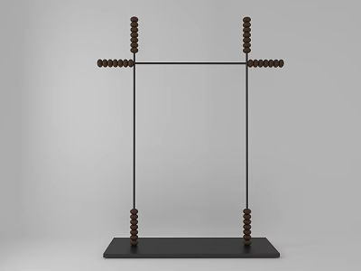Modern Metal Clothes Hanger With Black Frame Brown Bead Decoration And Minimalist Design 3d model